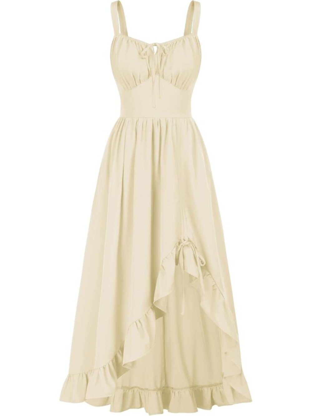 Women's Beige Sleeveless Renaissance Corset Flowy Milkmaid Costumes Dress